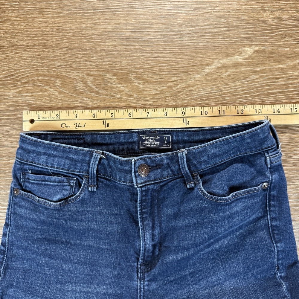Abercrombie & Fitch Harper Low Rise Super Skinny Jeans Women's 28R 28x26 Dark - Picture 8 of 13